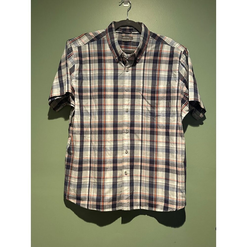 Eddie Bauer Mens XL Shirt 100% Cotton Outdoor Casual Button Down Short Sleeve 5L